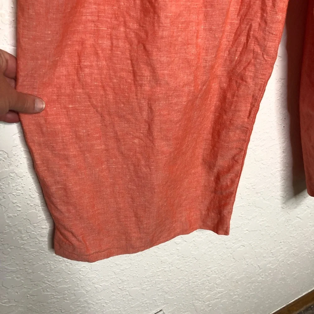 Banana‎ Republic coral orange linen blend sleeveless belted cropped jumpsuit 6P